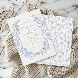 Convites Elegância eterno: Casamento Blue Floral Boho