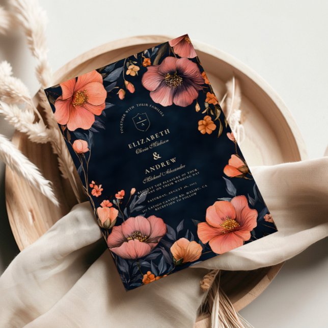 Convites Elegância Floral Gótica de Casamento (Criador carregado)