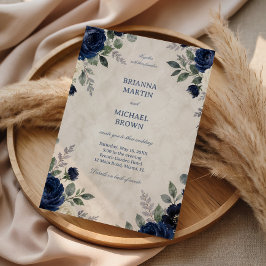 Convites Elegância Floral Marinho