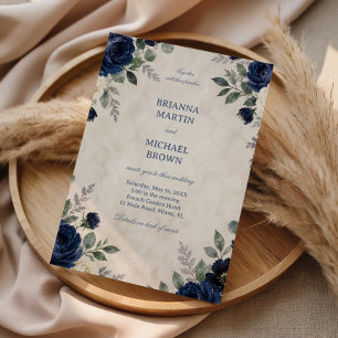 Convites Elegância Floral Marinho