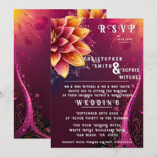 Convites Elegância Floral Radiante - Festa de casamento