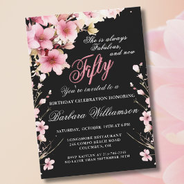 Convites Elegância Floral Rosa 50 e Festa de aniversário Fa