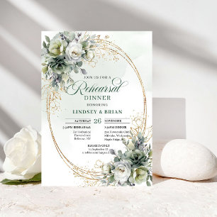 Convites Elegância Fresca Jantar de Ensaios Aquarela Folhag