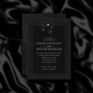 Convites Elegância Gótica   Onyx Black Arco Moody Wedding