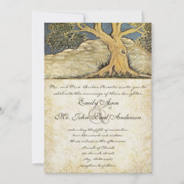 Convites Elegância Metálica do Damasco em Árvore Distante