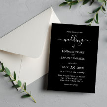 Elegância Moderna Preto e Branco Casamento Minimal