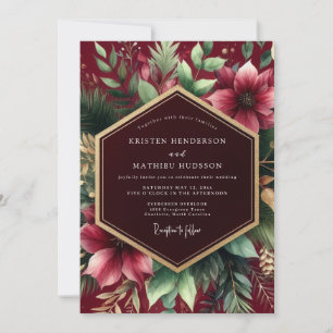 Convites Elegância no Casamento com Florada Borgonha