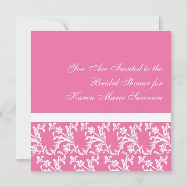 Convites Elegância rosa e branca (Frente)