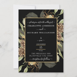 Convites Elegância Rústica, Moldura Pinecone em Preto
