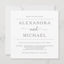 Convites Elegância Simples| Cinzas mínimas e casamento bran