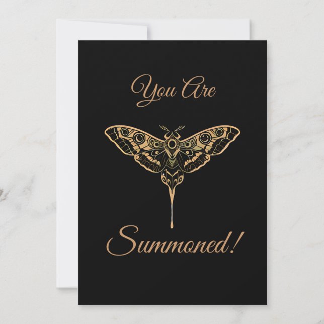 Convites Elegância Sombria - Preto e Dourado (Frente)