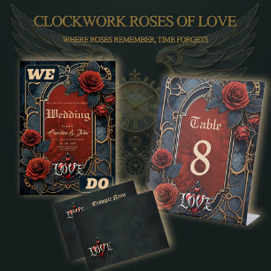 Convites Elegância steampunk vintage rosas do amor em mecan