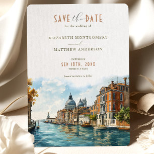 Convites Elegância Vêneta à Beira-Mar Save-the-Date