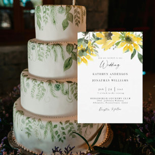 Convites Elegância Verde Girassol Casamento Sem Pais