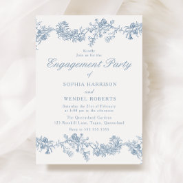 Convites Elegância Vintage: Festa de noivado Floral Clássic