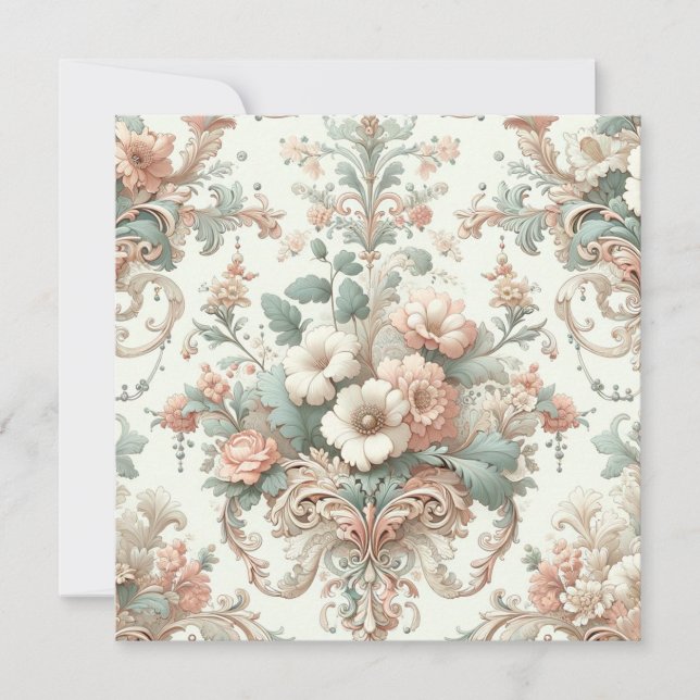 Convites Elegância Vitoriana: Padrões de Pastel Soft (Frente)
