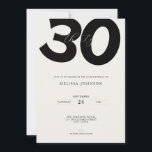 Convites Elegant 30th Birthday Invitation - Minimal Style<br><div class="desc">Celebrate your special day with our elegant 30th birthday invitation - minimalistic style. Perfect for your party celebration,  this modern black and white invite will impress your guests with its minimal,  elegant and simple design.</div>