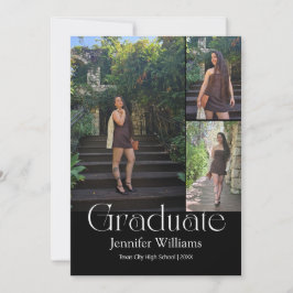 Convites elegant 3 photo graduation 2026 announcement card 