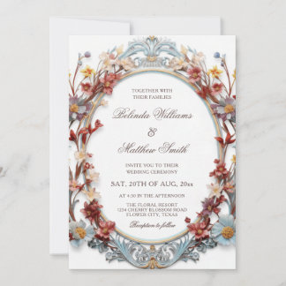 Convites Elegant 3D Victorian Floral Frame