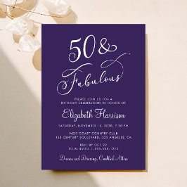 Convites Elegant 50 And Fabulous Purple 50th Birthday Party