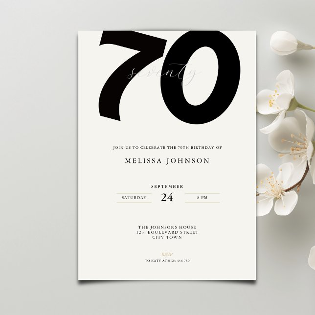 Convites Elegant 70th Birthday Invitation - Minimal Style (Criador carregado)