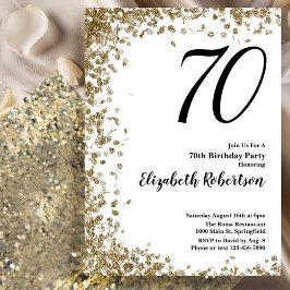 Convites Elegant 70th Birthday Invitation With Gold Sequins