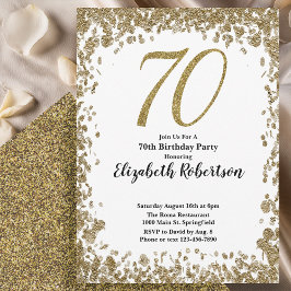 Convites Elegant 70th Birthday Invitation With Gold Sequins