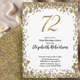 Convites Elegant 72nd Birthday Invitation With Gold Sequins