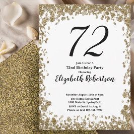 Convites Elegant 72nd Birthday Invitation With Gold Sequins