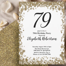 Elegant 79th Birthday Invitation With Gold Sequins