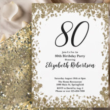 Elegant 80th Birthday Invitation For Her in Gold