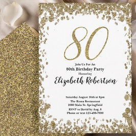 Convites Elegant 80th Birthday Invitation With Gold Sequins
