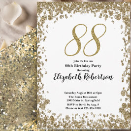 Convites Elegant 88th Birthday Invitation For Her in Gold
