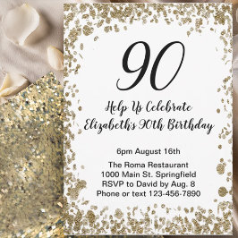Convites Elegant 90th Birthday Invitation Black and Gold 