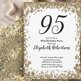Convites Elegant 95th Birthday Invitation For Her in Gold