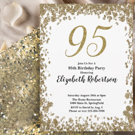 Convites Elegant 95th Birthday Invitation For Her in Gold