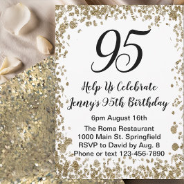 Convites Elegant 95th Birthday Invitation For Her in Gold