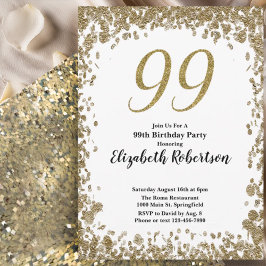 Convites Elegant 99th Birthday Invitation For Her in Gold