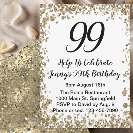 Convites Elegant 99th Birthday Invitation For Her in Gold