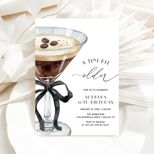 Convites Elegant A Tini Bit Older Espresso Martini Birthday (Criador carregado)
