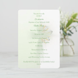 Convites Elegant Abstract Floral Cross Baptism invitation 