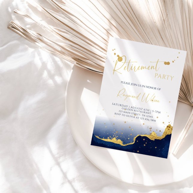 Convites Elegant Abstract Watercolor Retirement Party  (Criador carregado)
