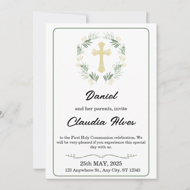 Convites Elegant Adult Baptism Invitation (Frente)