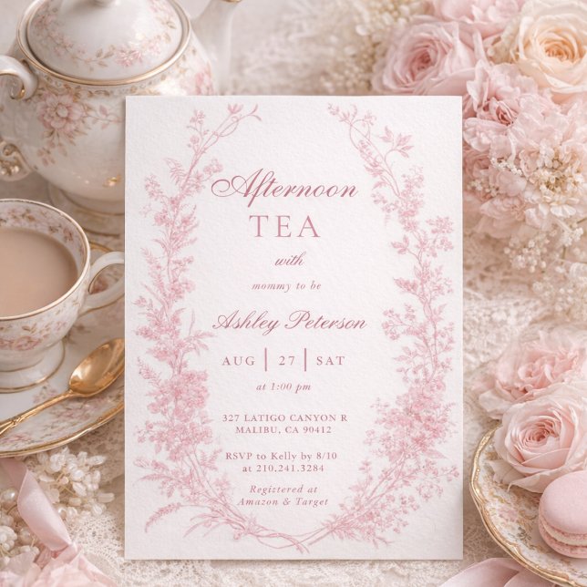 Convites Elegant Afternoon Tea Party Girl Baby Shower (Criador carregado)