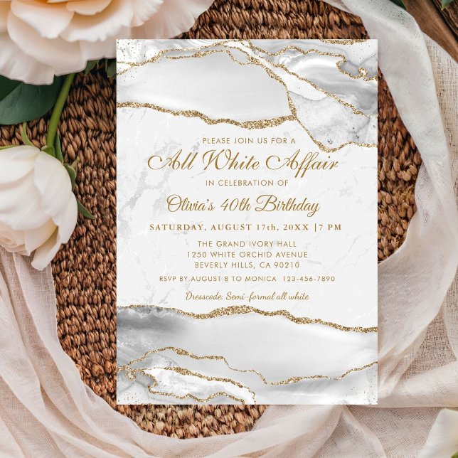 Convites Elegant All White Affair Birthday Party (Elegant All white Affair Birthday party invitation)