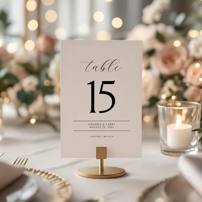 Convites Elegant and Modern Minimalist Table Number Cards (Minimalist table number for wedding)