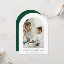 Convites Elegant Arch 1 Photo Green Christmas Holiday Card