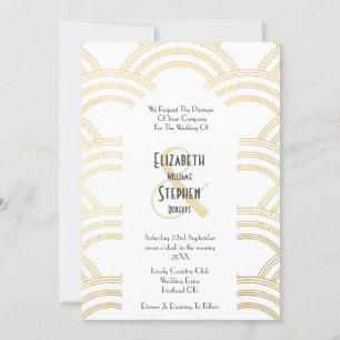 Convites Elegant Arch Gatsby Art Deco anos 1920 Branco & Do