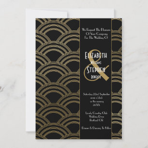Convites Elegant Arch Gatsby Art Deco anos 1920 Preto e Dou