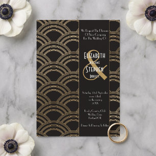 Convites Elegant Arch Gatsby Art Deco anos 1920 Preto e Dou